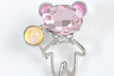 Brosa martisor ursulet cu piatra roz