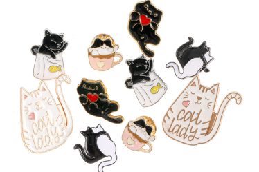 Set 10 brose martisor cu pisici colorate