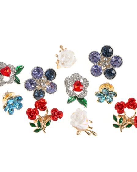 Set 10 brose martisor flori cu pietre colorate