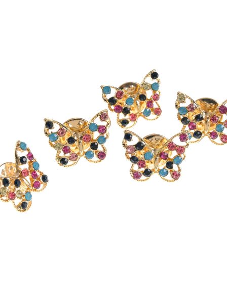 Set 5 brose martisor cu fluturi multicolori