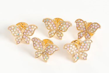 Set 5 brose martisor cu fluturi roz