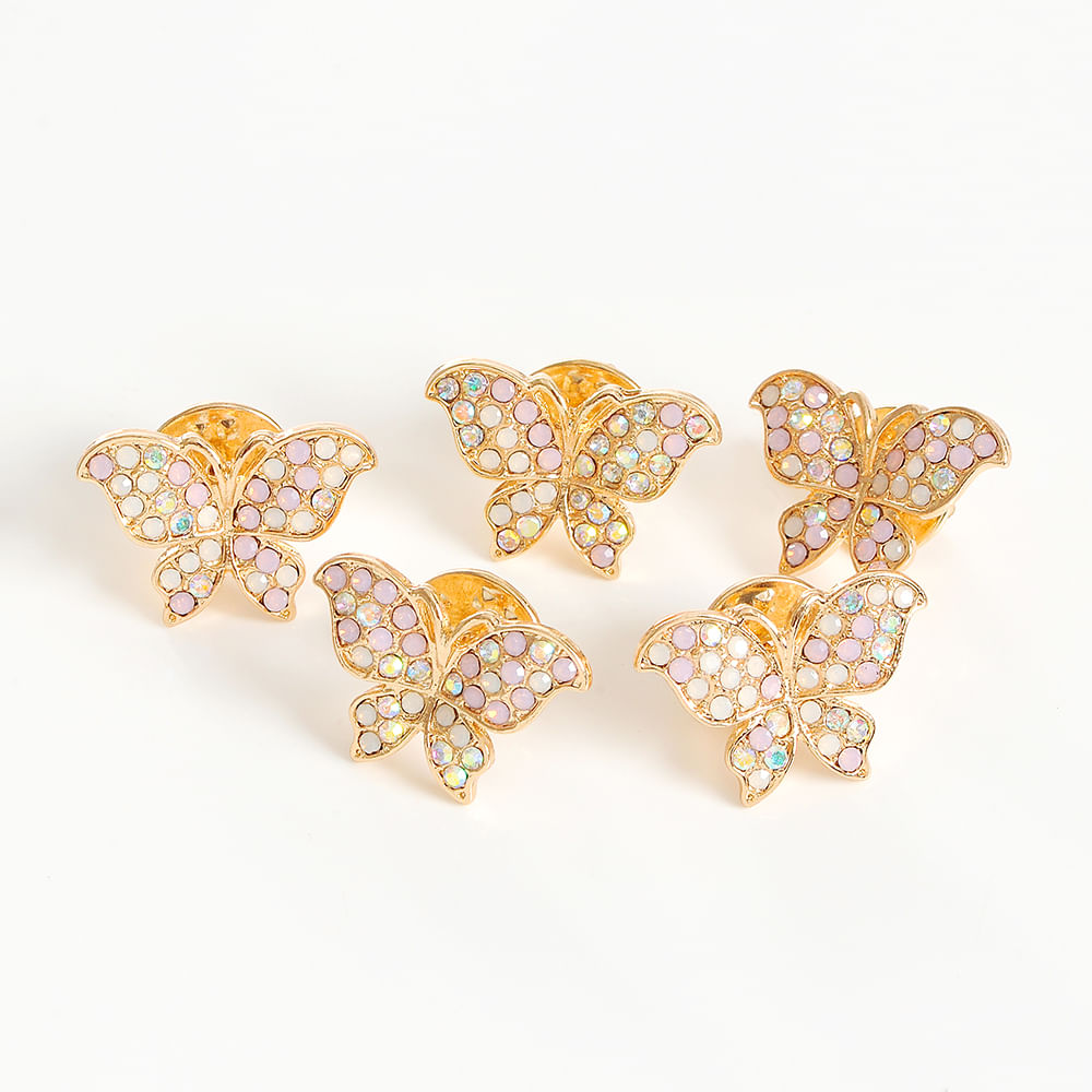 Set 5 brose martisor cu fluturi roz