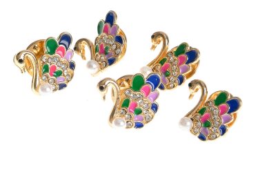 Set 5 brose martisor cu lebede multicolore