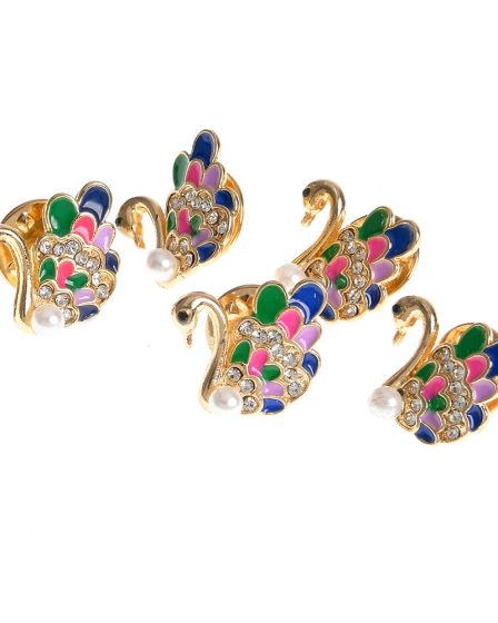 Set 5 brose martisor cu lebede multicolore