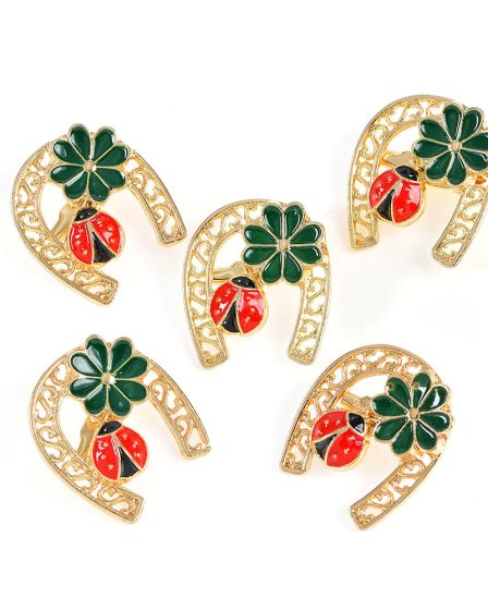 Set 5 brose martisor cu potcoava si buburuza