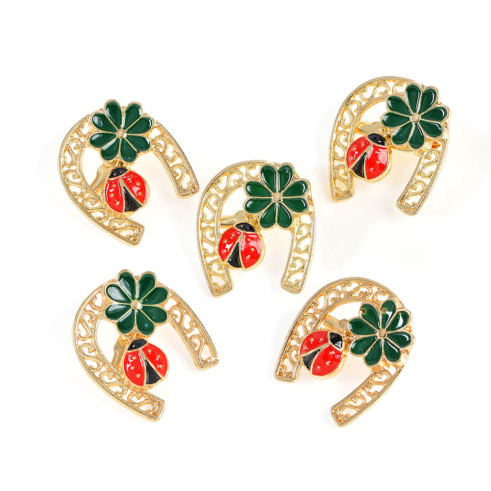 Set 5 brose martisor cu potcoava si buburuza