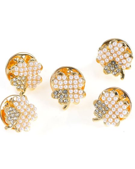 Set 5 brose martisor cu trifoi auriu