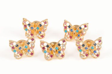Set 5 brose martisor fluturi cu pietre multicolore