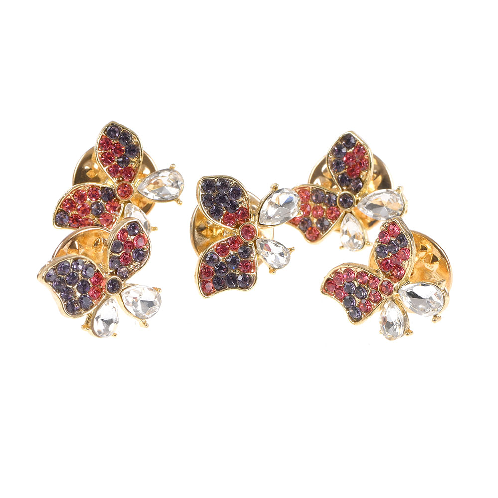 Set 5 brose martisor funda cu pietre albe si roz