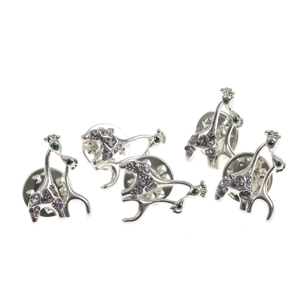 Set 5 brose martisor girafe argintii