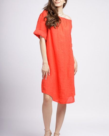 Rochie asimetrica din in corai
