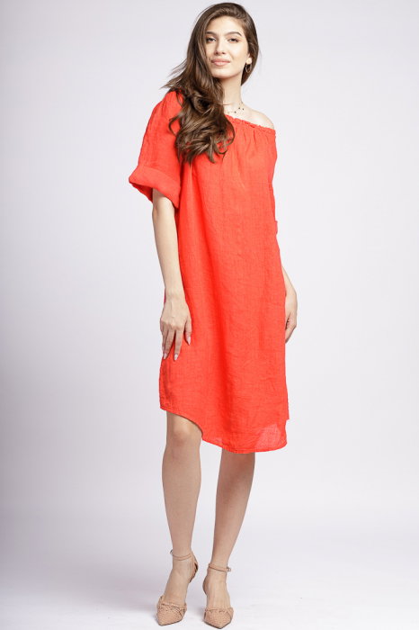Rochie asimetrica din in corai