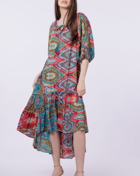 Rochie asimetrica din matase indiana