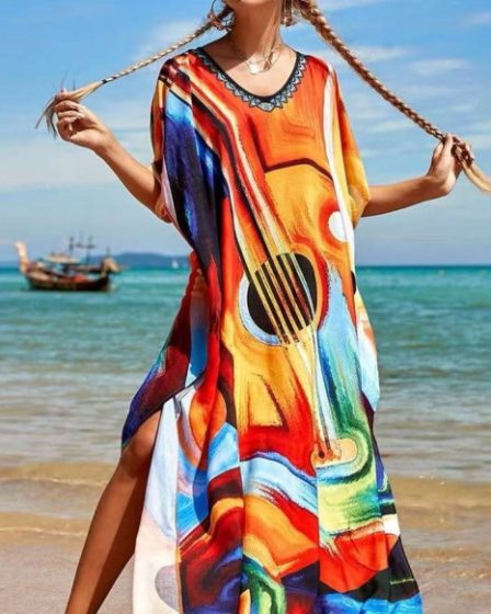 Rochie boema de plaja lunga oversize