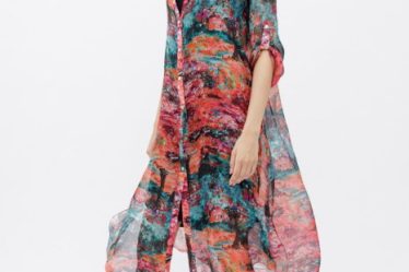 Rochie camasa A-line din matase si vascoza  cu dublura