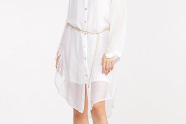 Rochie camasa din matase si vascoza alba