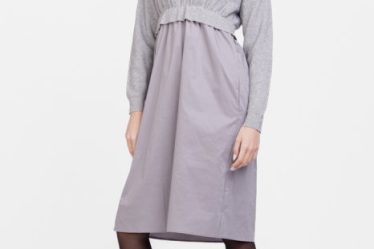 Rochie camasa din poplin de bumbac cu pulover angora