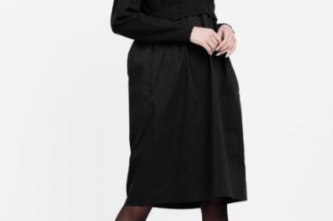 Rochie camasa din poplin de bumbac cu pulover angora