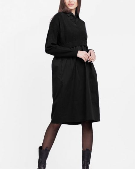 Rochie camasa din poplin de bumbac cu pulover angora