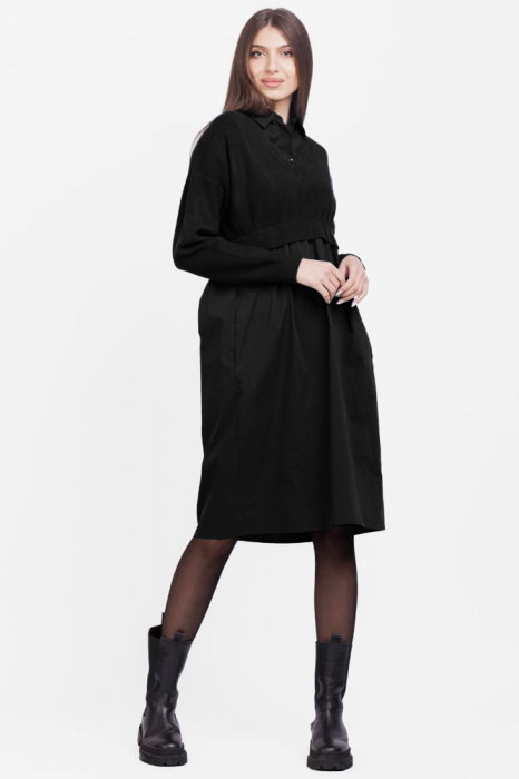 Rochie camasa din poplin de bumbac cu pulover angora