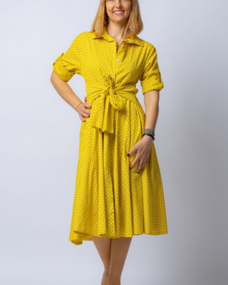 Rochie camasa galbena cu bulinute
