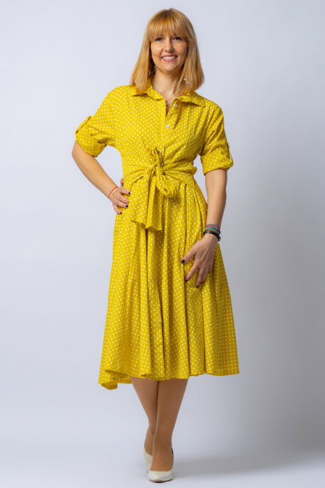 Rochie camasa galbena cu bulinute