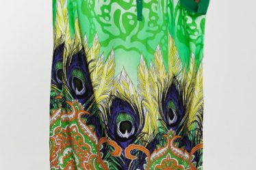 Rochie camasa oversize cu imprimeu paun