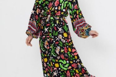 Rochie cu imprimeu marin pe fond negru