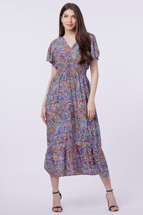 Rochie cu talia evidentiata si bust petrecut