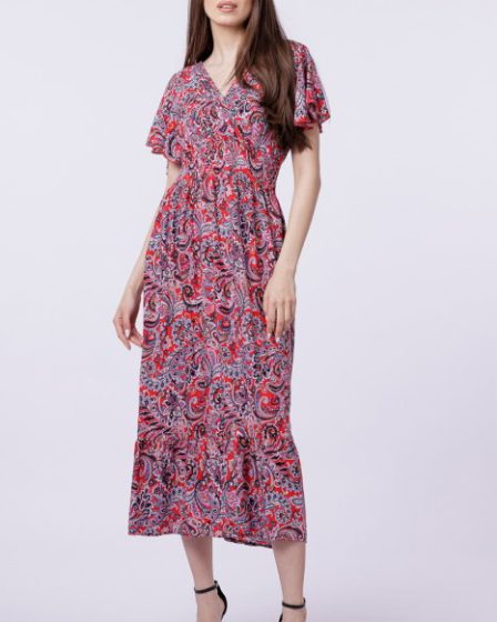 Rochie cu talia evidentiata si bust petrecut