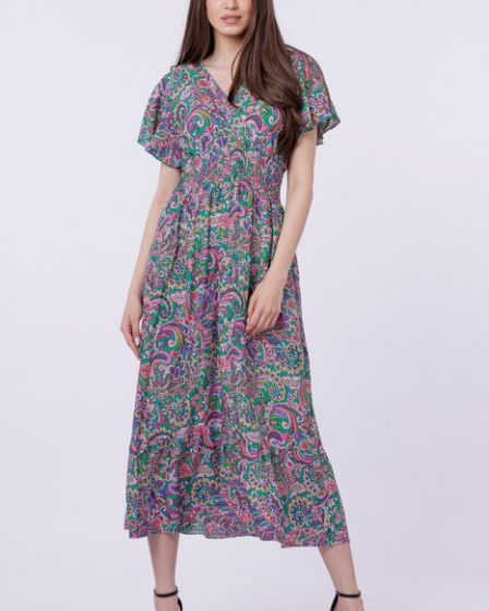 Rochie cu talia evidentiata si bust petrecut