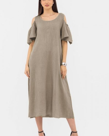 Rochie din in cu umerii goi