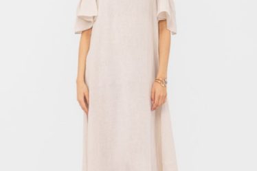 Rochie din in cu umerii goi