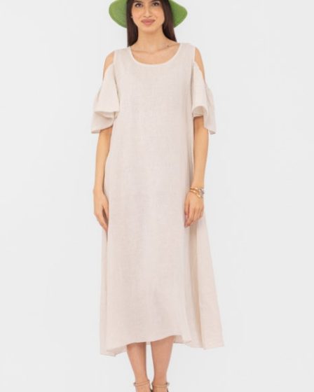 Rochie din in cu umerii goi
