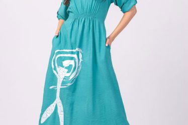 Rochie din vascoza turcoaz