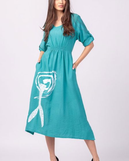 Rochie din vascoza turcoaz