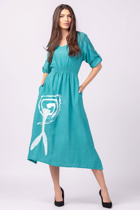 Rochie din vascoza turcoaz