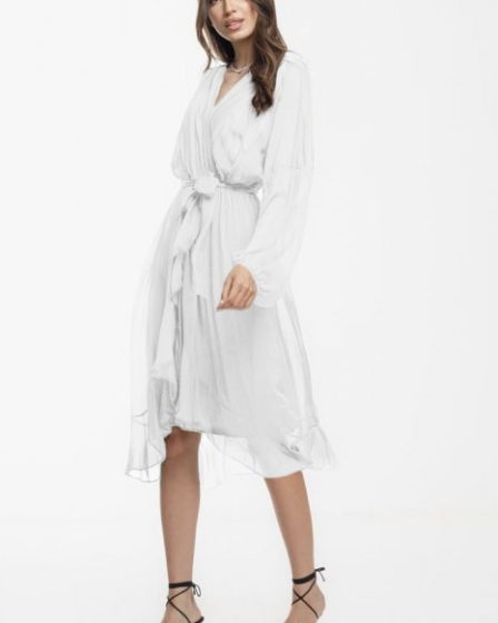Rochie eleganta din matase si vascoza