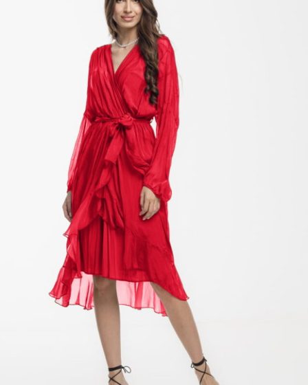 Rochie eleganta din matase si vascoza