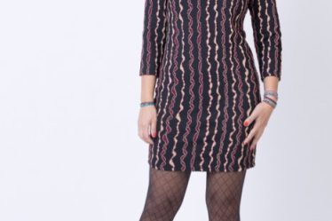 Rochie eleganta neagra cu bordo si bej si lurex auriu