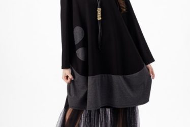 Rochie lalea neagra din stofa subtire suprapusa