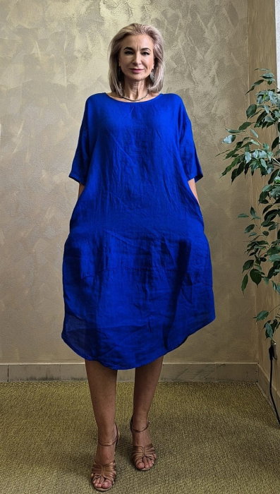 Rochie lejera de vara din in cu croi lalea oversized