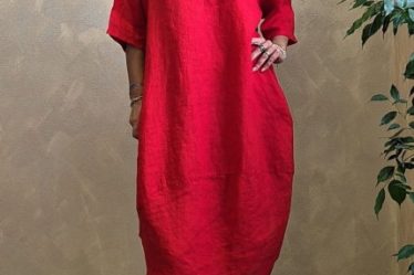 Rochie lejera de vara din in cu croi lalea oversized