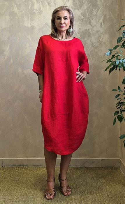 Rochie lejera de vara din in cu croi lalea oversized