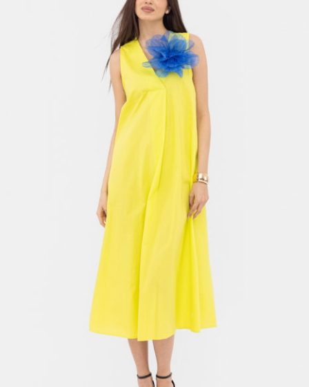 Rochie lunga A-line cu decolteu in V
