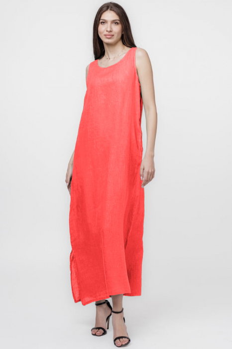 Rochie lunga A-line din in