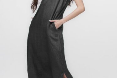 Rochie lunga A-line din in
