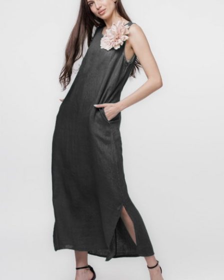Rochie lunga A-line din in