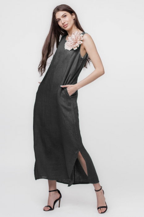 Rochie lunga A-line din in