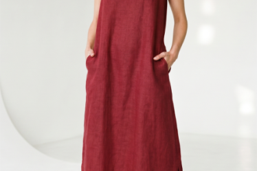 Rochie lunga A-line din in